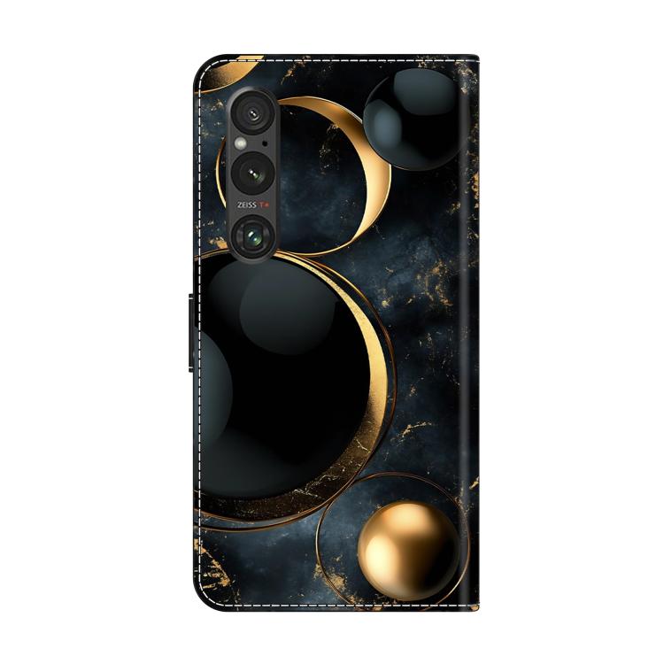 For Sony Xperia 1 V Crystal-Like Painted Vegan Leather Phone Case