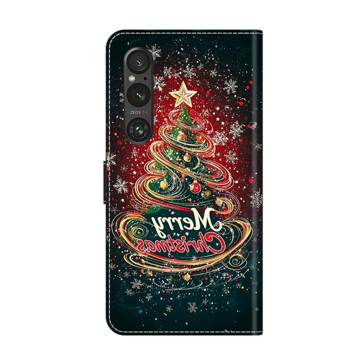 For Sony Xperia 1 V Crystal-Like Painted Vegan Leather Phone Case