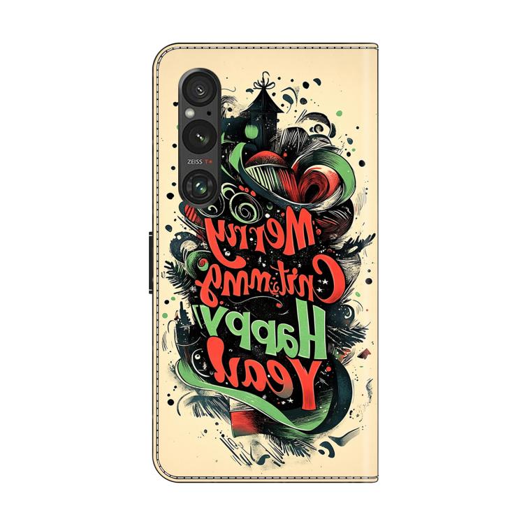For Sony Xperia 1 V Crystal-Like Painted Vegan Leather Phone Case