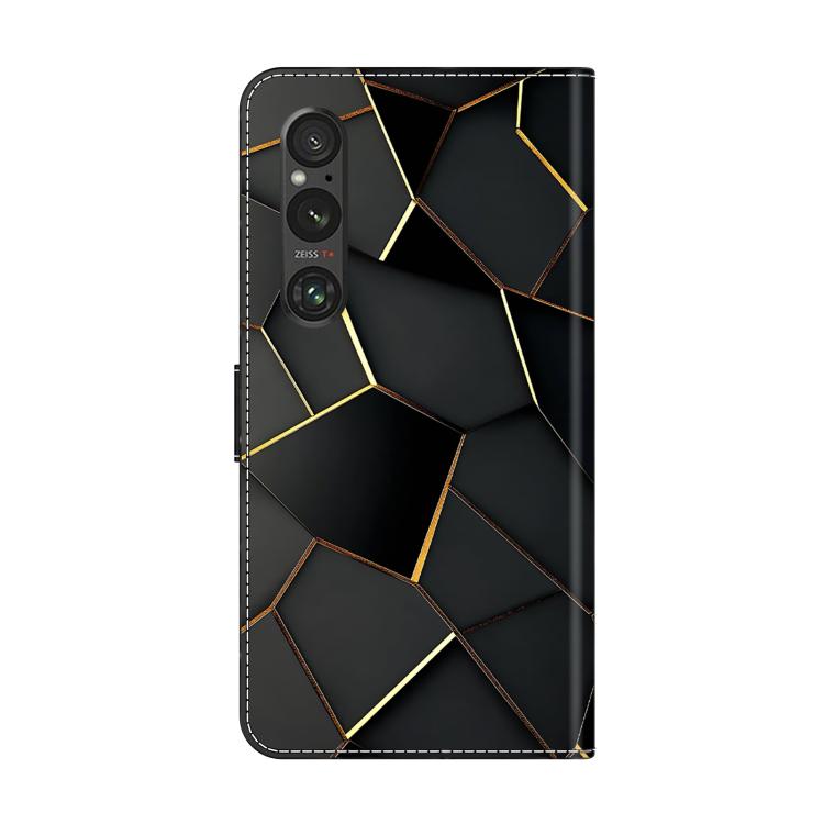 For Sony Xperia 1 V Crystal-Like Painted Vegan Leather Phone Case