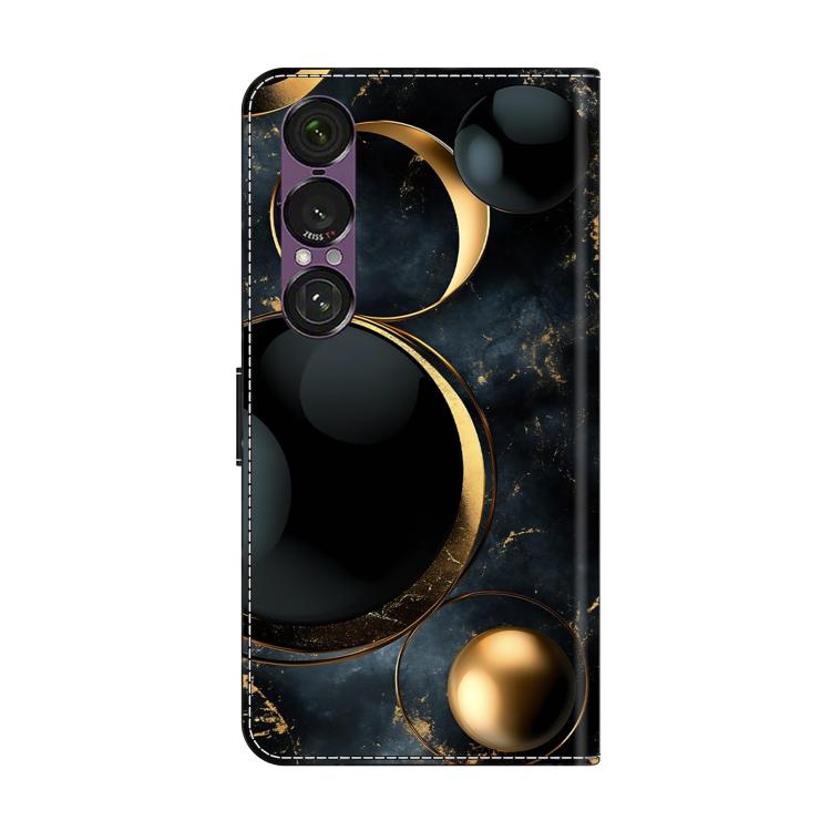 For Sony Xperia 1 VII Crystal-Like Painted Vegan Leather Phone Case