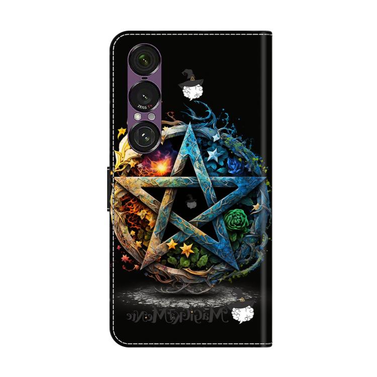 For Sony Xperia 1 VII Crystal-Like Painted Vegan Leather Phone Case - Pentagram