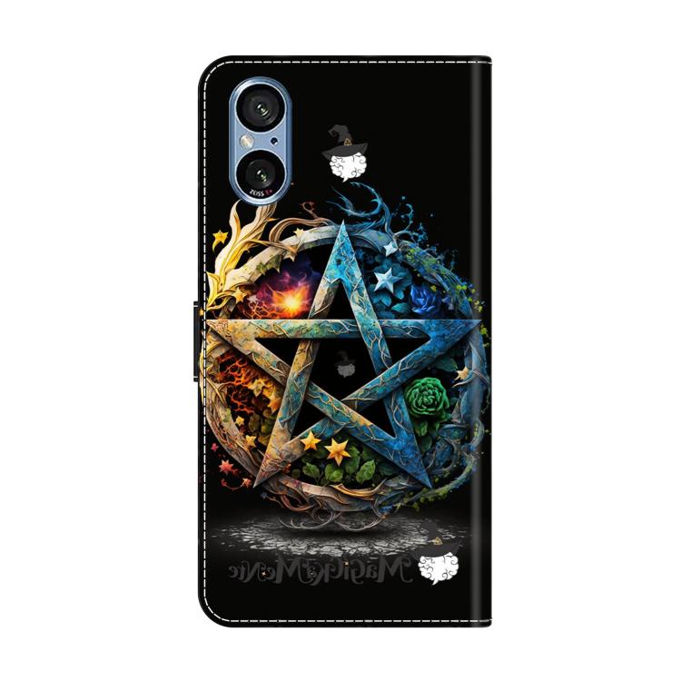 For Sony Xperia 5 V Crystal-Like Painted Vegan Leather Phone Case - Pentagram