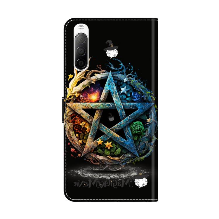 For Sony Xperia 10 V Crystal-Like Painted Vegan Leather Phone Case - Pentagram