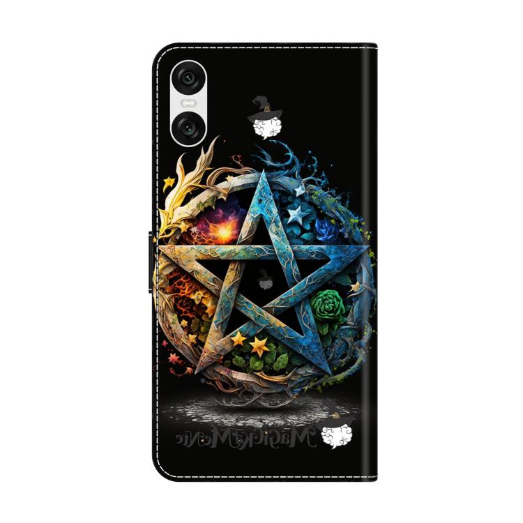 For Sony Xperia 10 VI Crystal-Like Painted Vegan Leather Phone Case - Pentagram