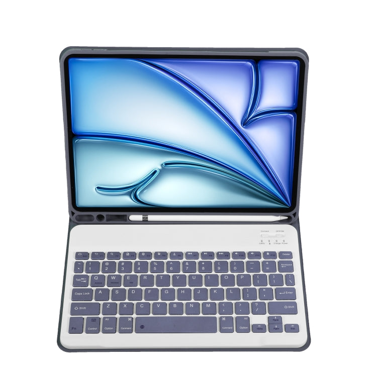 For iPad Air 11 2024 / 2025 / Air 4 2020 / Air 5 2022 A098B Detachable ABS Ultra-thin Candy Colors Bluetooth Keyboard Tablet Case with Stand & Pen Slot - Purple