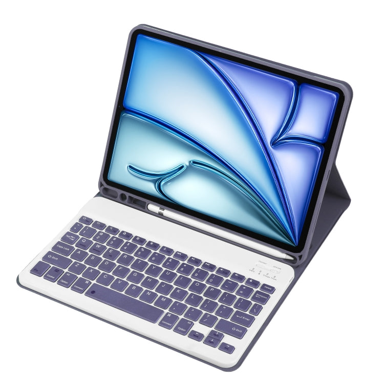 For iPad Air 11 2024 / 2025 / Air 4 2020 / Air 5 2022 A098B Detachable ABS Ultra-thin Candy Colors Bluetooth Keyboard Tablet Case with Stand & Pen Slot - Purple