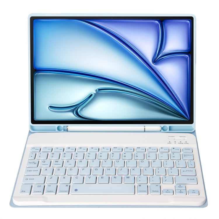 For iPad Air 11 2024 / 2025 / Air 4 2020 / Air 5 2022 A098B Detachable ABS Ultra-thin Candy Colors Bluetooth Keyboard Tablet Case with Stand & Pen Slot - Light Blue