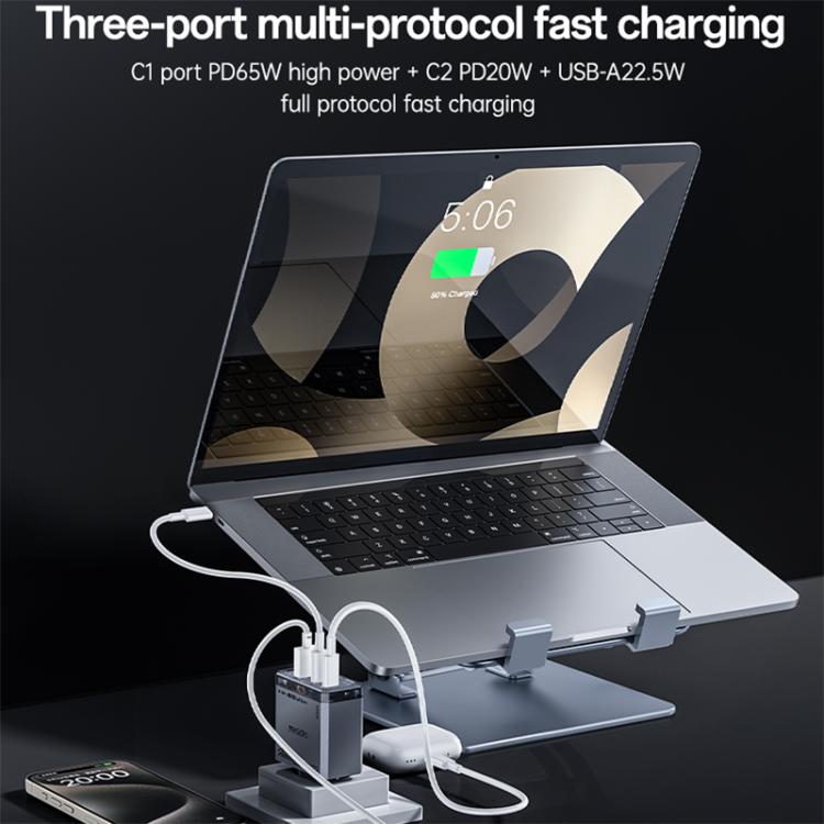 Yesido YC101 65W Mecha GaN Three-port Fast Charger, Plug:EU Plug - Black