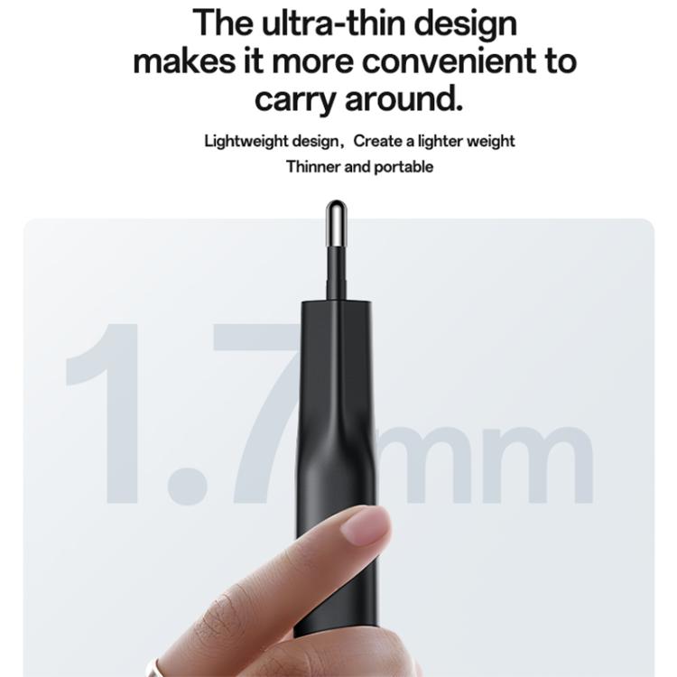 Yesido YC112 Ultra-thin 20W Dual-port PD QC Fast Charger, Plug:EU Plug - Black