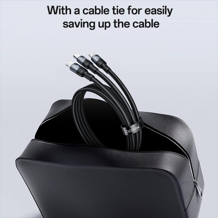 Yesido CA203 4 in 1 USB and Type-C to Type-C, 8 Pin, Micro USB 12W Multi-functional Charging Cable, Length: 1.2m - Black