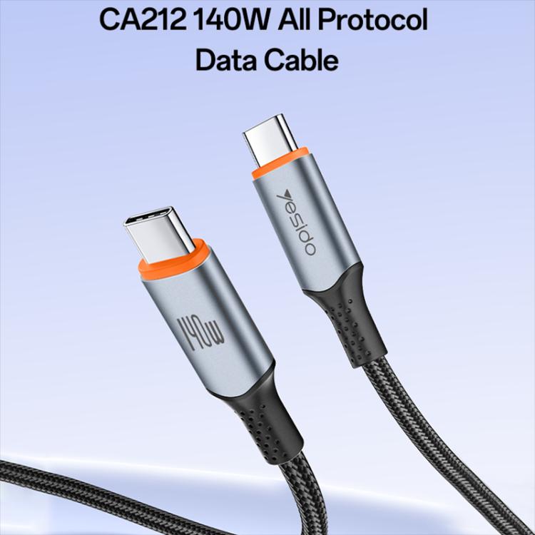 Yesido CA212 140W Type-C to Type-C Super Fast Charging Data Cable, Length: 1.2m - Blue Grey