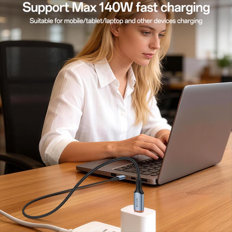 Yesido CA212 140W Type-C to Type-C Super Fast Charging Data Cable, Length: 1.2m - Blue Grey