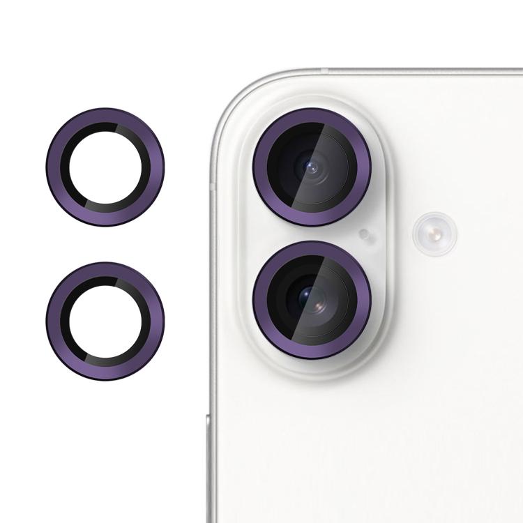 For iPhone 16 / 16 Plus Kalebol No Flicker Ultra-Thin Individual Camera Lens Tempered Glass Film