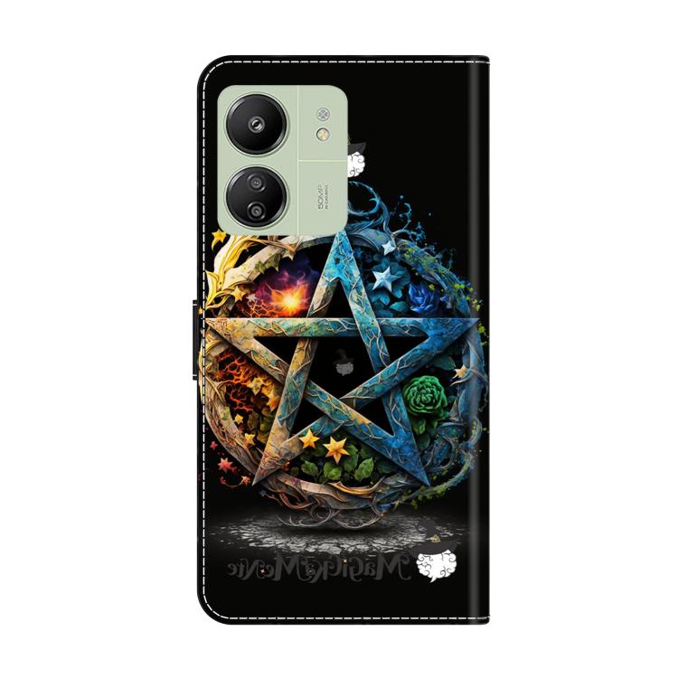 For Redmi 13C 4G 5G Crystal-Like Painted Vegan Leather Phone Case - Pentagram
