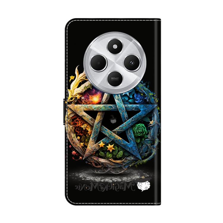 For Redmi 14C 4G Crystal-Like Painted Vegan Leather Phone Case - Pentagram