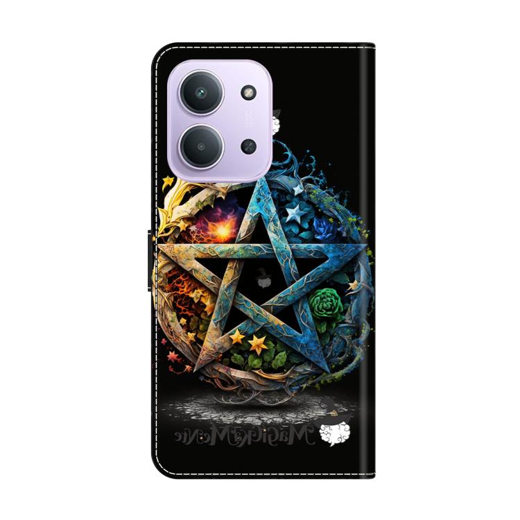 For Redmi 15C 5G / 4G EU 173mm Crystal-Like Painted Vegan Leather Phone Case - Pentagram