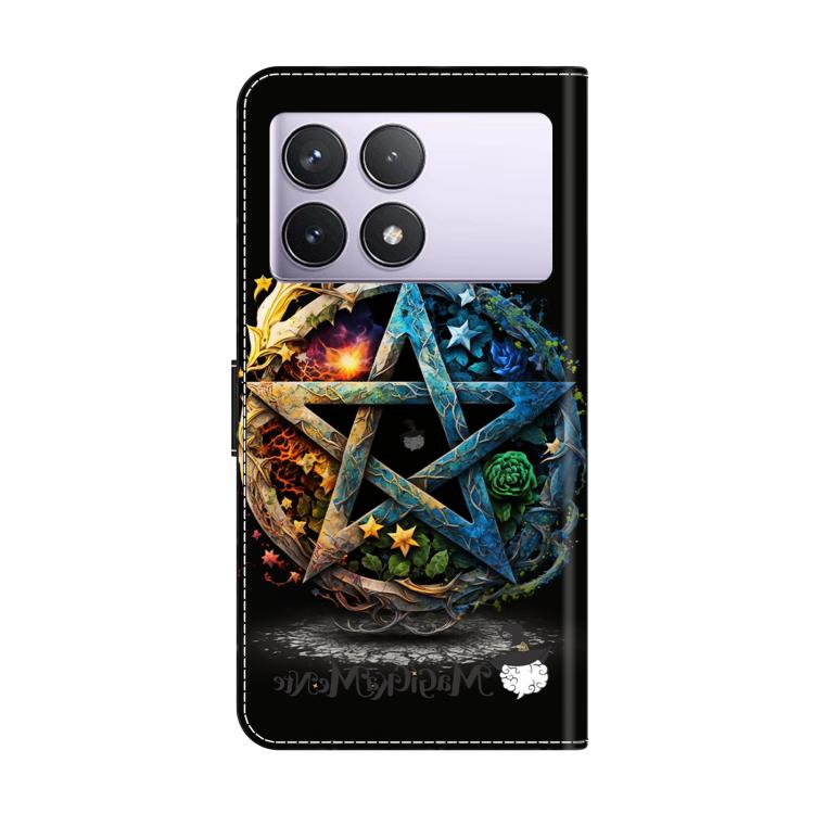 For Redmi K70E / Poco X6 Pro Crystal-Like Painted Vegan Leather Phone Case - Pentagram