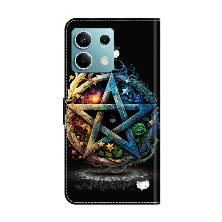 For Redmi Note 13 5G Crystal-Like Painted Vegan Leather Phone Case - Pentagram