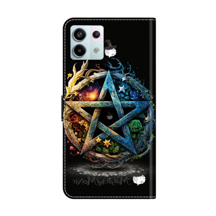 For Redmi Note 13 Pro 5G Crystal-Like Painted Vegan Leather Phone Case - Pentagram