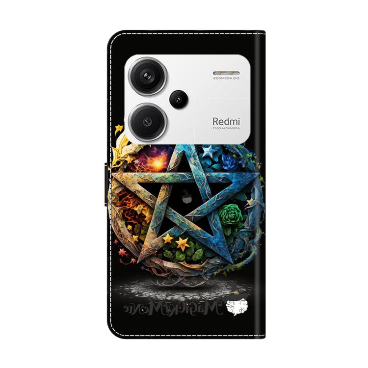 For Redmi Note 13 Pro+ Crystal-Like Painted Vegan Leather Phone Case - Pentagram
