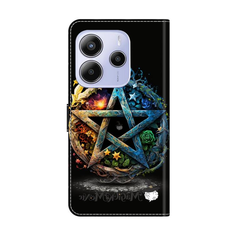 For Redmi Note 14 5G Crystal-Like Painted Vegan Leather Phone Case - Pentagram