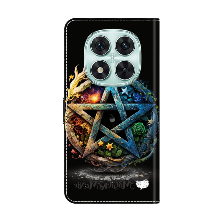 For Redmi Note 14 Pro 4G Crystal-Like Painted Vegan Leather Phone Case - Pentagram