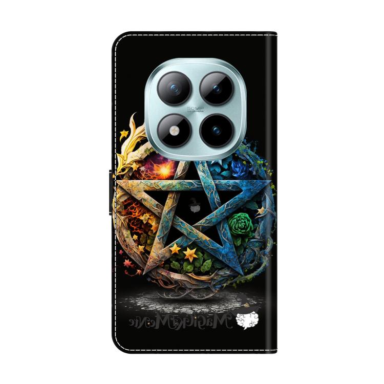 For Redmi Note 15 Pro 5G Global 163.6mm Crystal-Like Painted Vegan Leather Phone Case - Pentagram