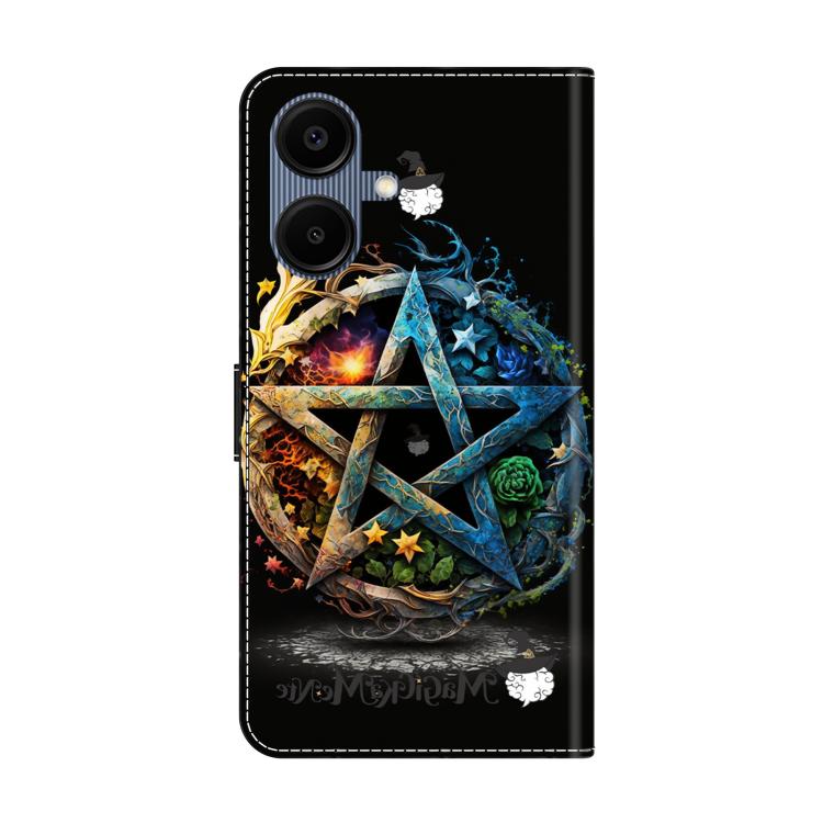 For Samsung Galaxy A06 4G / 5G Crystal-Like Painted Vegan Leather Phone Case - Pentagram