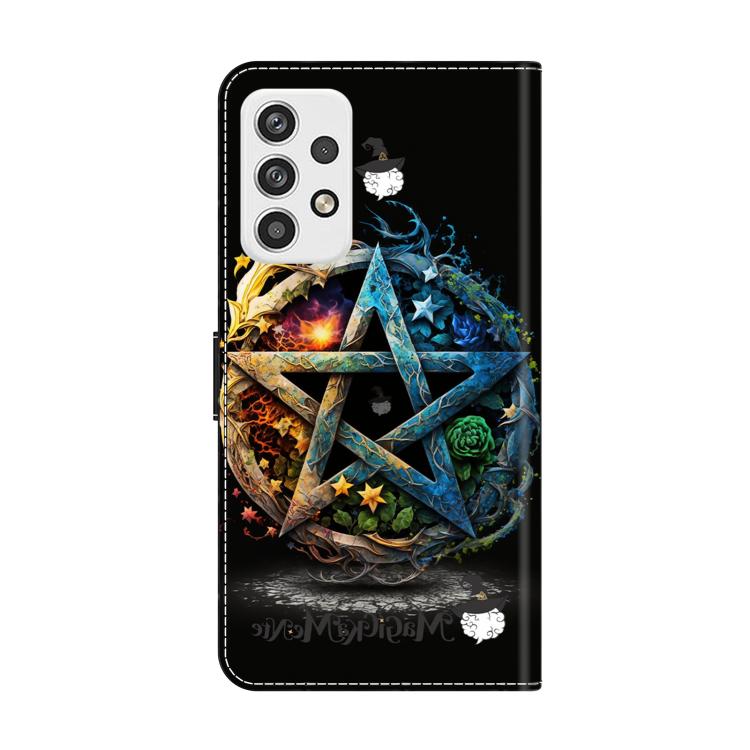 For Samsung Galaxy A23 5G Crystal-Like Painted Vegan Leather Phone Case - Pentagram