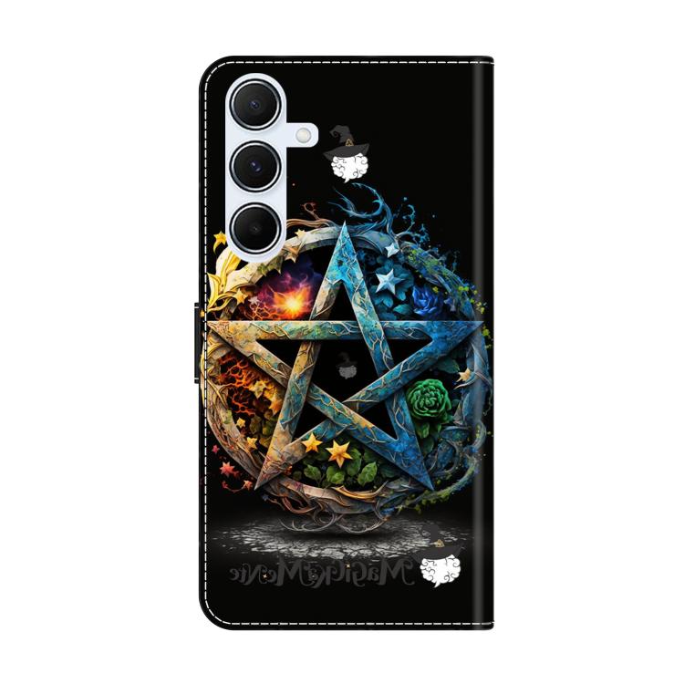 For Samsung Galaxy A35 5G Crystal-Like Painted Vegan Leather Phone Case - Pentagram