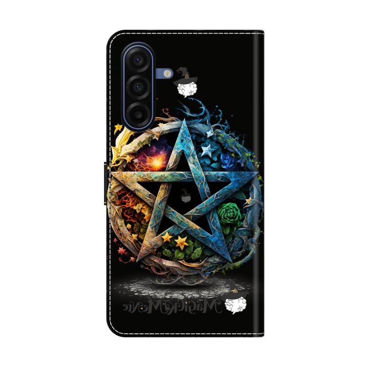 For Samsung Galaxy A57 Crystal-Like Painted Vegan Leather Phone Case - Pentagram