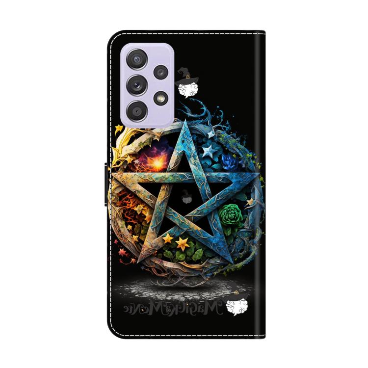 For Samsung Galaxy A53 5G Crystal-Like Painted Vegan Leather Phone Case - Pentagram