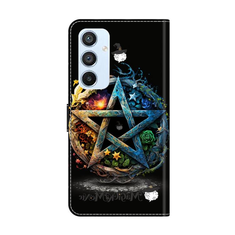 For Samsung Galaxy A54 5G Crystal-Like Painted Vegan Leather Phone Case - Pentagram
