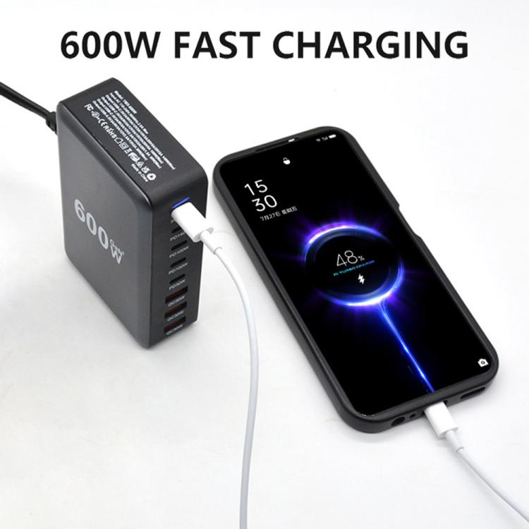 600W USB-C / Type-C and USB-A 8-Port High Power GaN Desktop Fast Charger