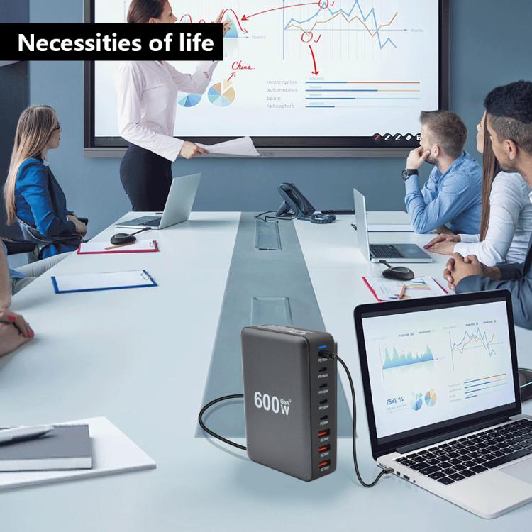 600W USB-C / Type-C and USB-A 8-Port High Power GaN Desktop Fast Charger