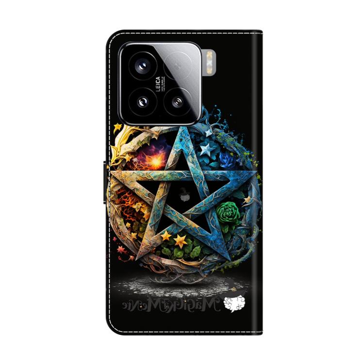 For Xiaomi 15 Crystal-Like Painted Vegan Leather Phone Case - Pentagram