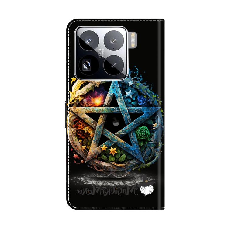 For Xiaomi 15 Pro Crystal-Like Painted Vegan Leather Phone Case - Pentagram