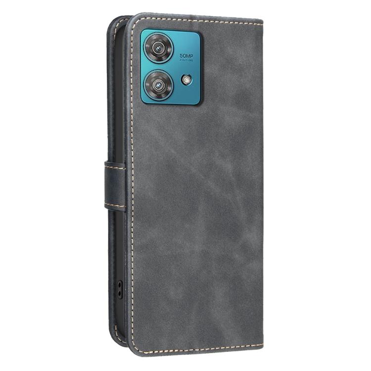 For Motorola Edge 40 Neo Solid Color Calfskin Texture RFID Vegan Leather Phone Case