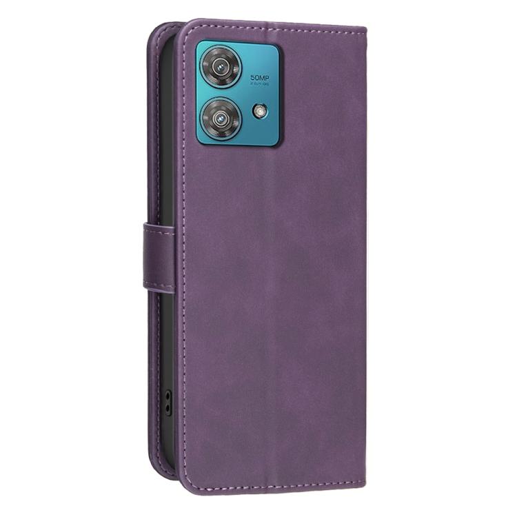 For Motorola Edge 40 Neo Solid Color Calfskin Texture RFID Vegan Leather Phone Case