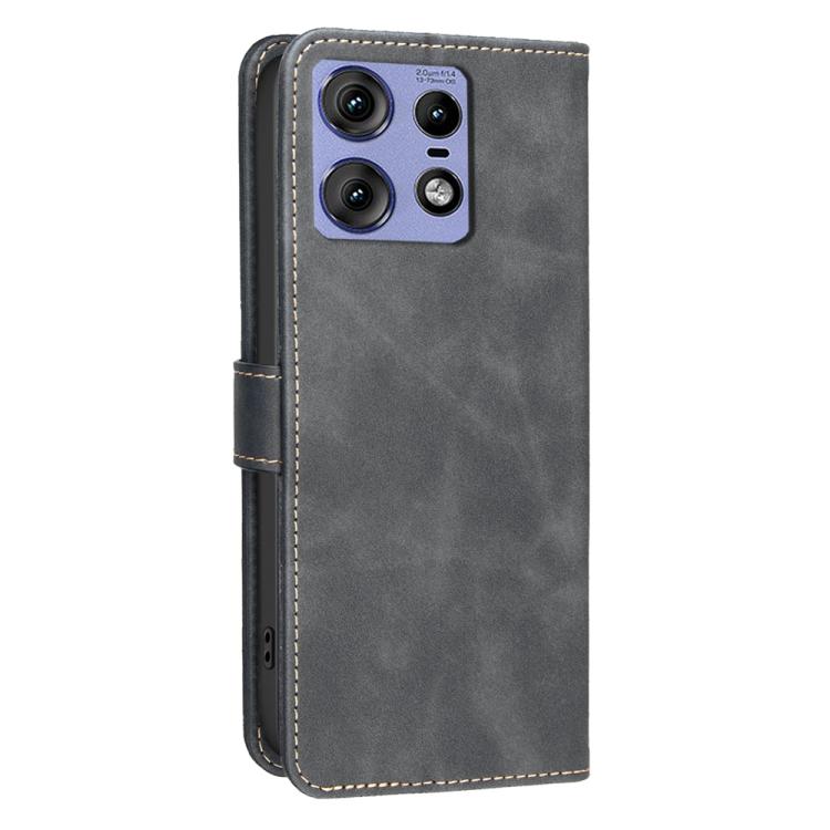 For Motorola Edge 50 Pro Solid Color Calfskin Texture RFID Vegan Leather Phone Case