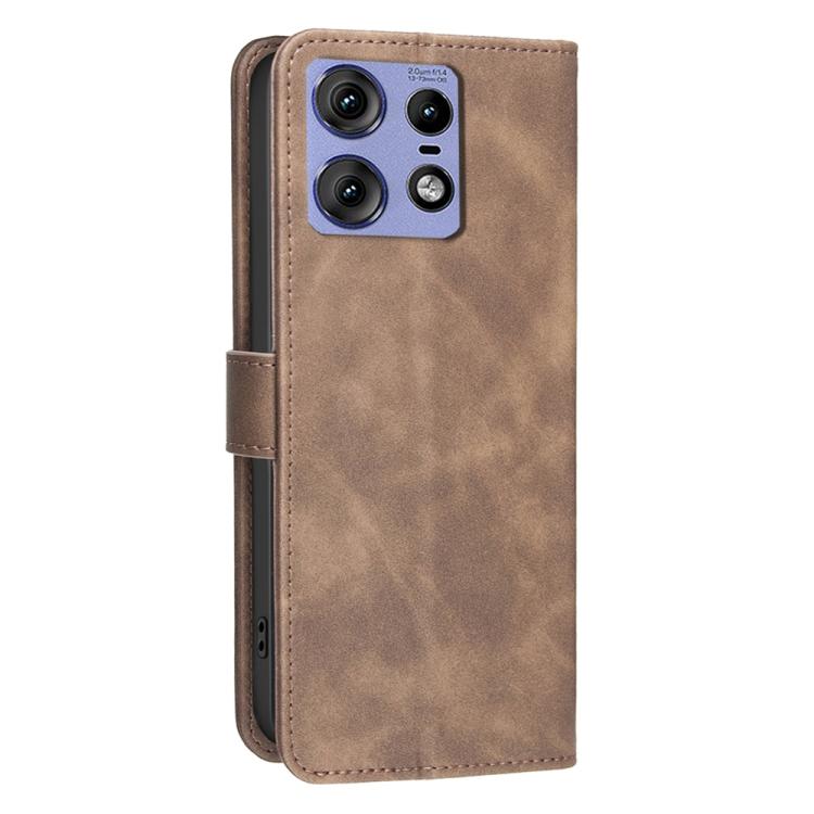 For Motorola Edge 50 Pro Solid Color Calfskin Texture RFID Vegan Leather Phone Case