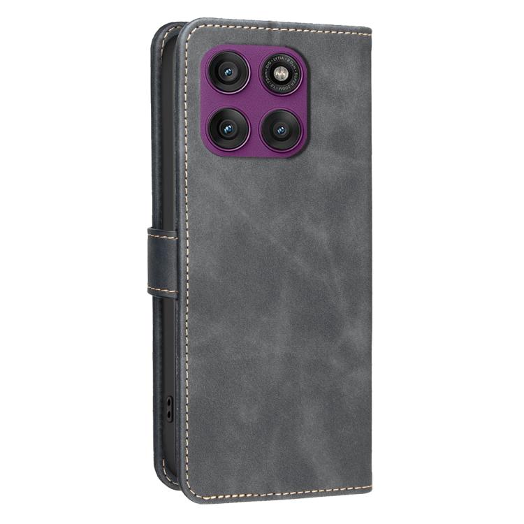For Motorola Edge 60 Pro Solid Color Calfskin Texture RFID Vegan Leather Phone Case