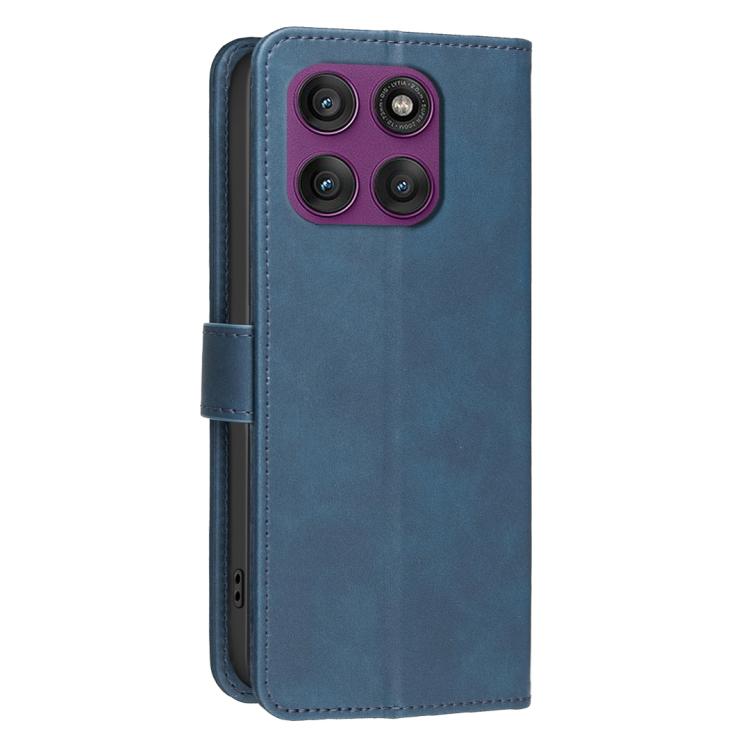 For Motorola Edge 60 Pro Solid Color Calfskin Texture RFID Vegan Leather Phone Case