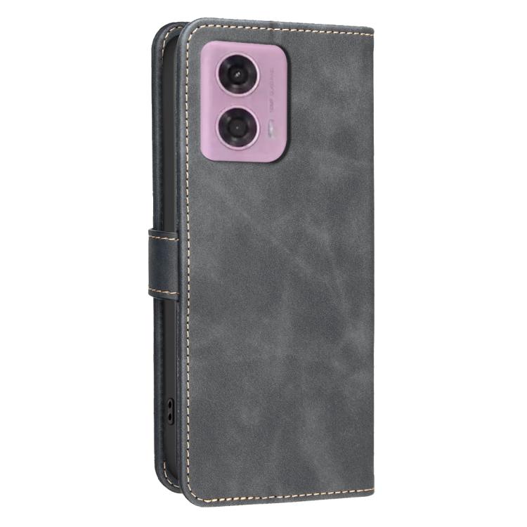 For Motorola Moto G04 / G24 / E14 Solid Color Calfskin Texture RFID Vegan Leather Phone Case