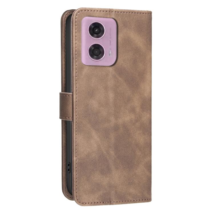For Motorola Moto G04 / G24 / E14 Solid Color Calfskin Texture RFID Vegan Leather Phone Case