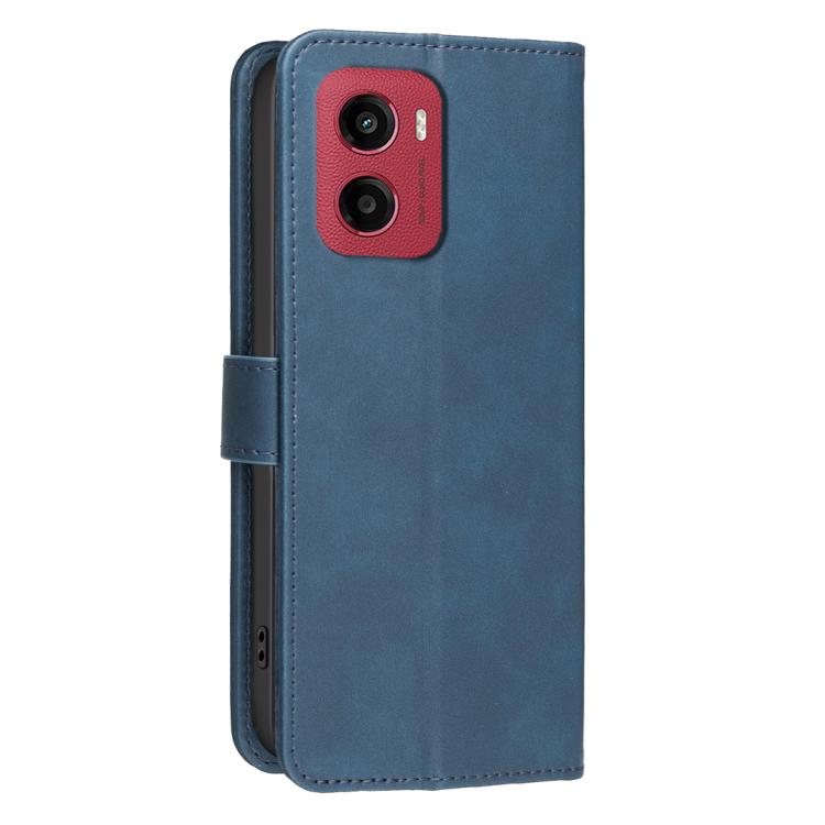 For Motorola Moto G05 / E15 Solid Color Calfskin Texture RFID Vegan Leather Phone Case