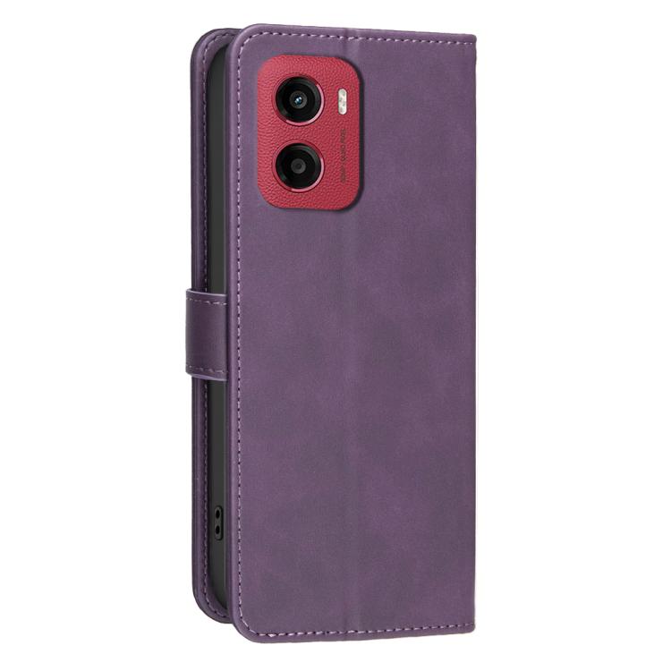 For Motorola Moto G05 / E15 Solid Color Calfskin Texture RFID Vegan Leather Phone Case