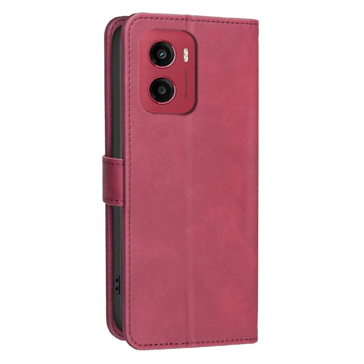 For Motorola Moto G05 / E15 Solid Color Calfskin Texture RFID Vegan Leather Phone Case