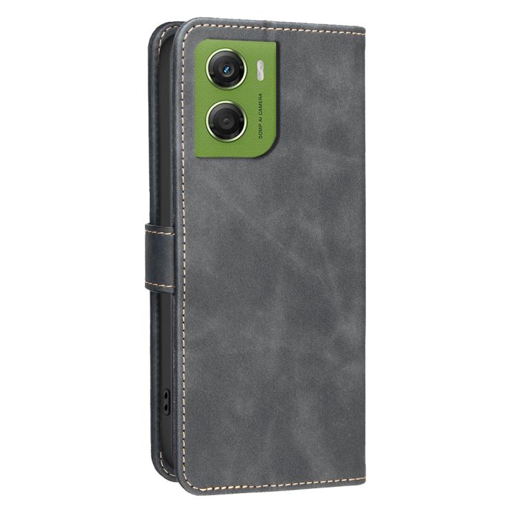 For Motorola Moto G06 4G Solid Color Calfskin Texture RFID Vegan Leather Phone Case